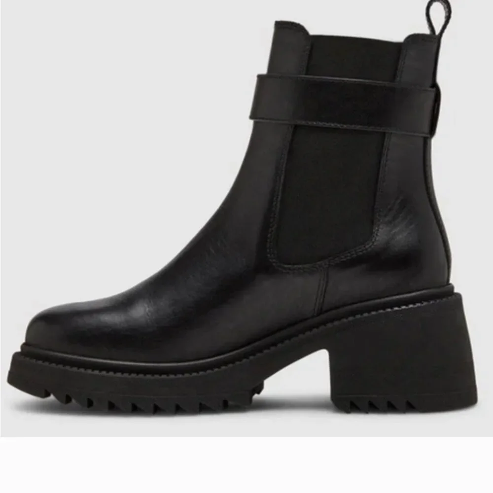 STEVE MADDEN BLACK LEATHER GATES WOMEN'S BOOT SZ 10 NWOT NWOB - Picture 4 of 11